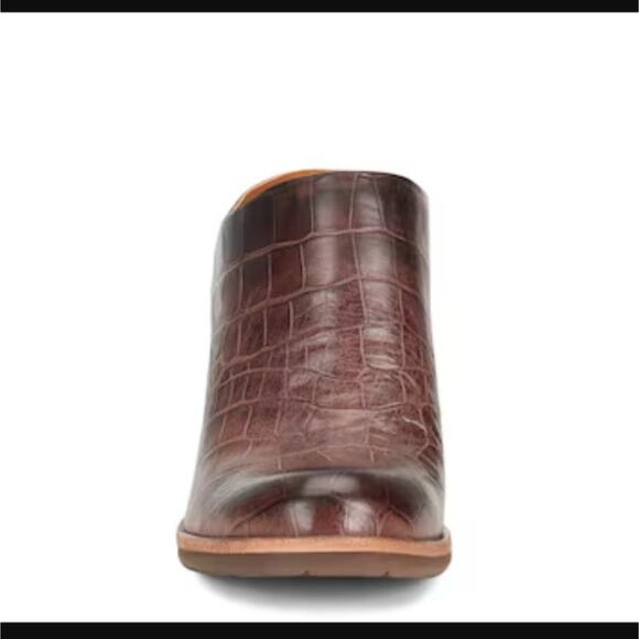 NWOT Kork-Ease Challis Genuine Leather Heeled Mule in Dark Brown Croc Print Sz 7 - Picture 2 of 15